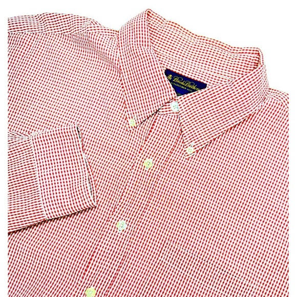 Brooks Brothers Other - Brooks‎ Brothers Long Sleeve Shirt Mens XXL Red Gingham Check Button Down Summer